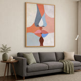 Abstract Kiss Modern Wall Art – Pastel Kissing Faces Portrait