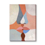 Abstract Kiss Modern Wall Art – Pastel Kissing Faces Portrait