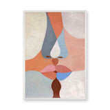 Abstract Kiss Modern Wall Art – Pastel Kissing Faces Portrait