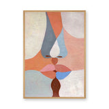 Abstract Kiss Modern Wall Art – Pastel Kissing Faces Portrait