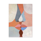 Abstract Kiss Modern Wall Art – Pastel Kissing Faces Portrait