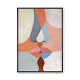 Abstract Kiss Modern Wall Art – Pastel Kissing Faces Portrait