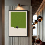 Abstract Landscape Minimalist Wall Art – Green Bench Scene