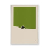 Abstract Landscape Minimalist Wall Art – Green Bench Scene