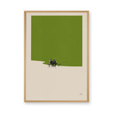 Abstract Landscape Minimalist Wall Art – Green Bench Scene