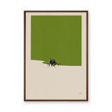 Abstract Landscape Minimalist Wall Art – Green Bench Scene