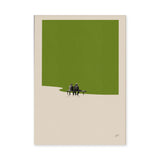 Abstract Landscape Minimalist Wall Art – Green Bench Scene