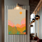 Abstract Landscape Modern Boho Wall Art – Colorful Sunset Desert Print