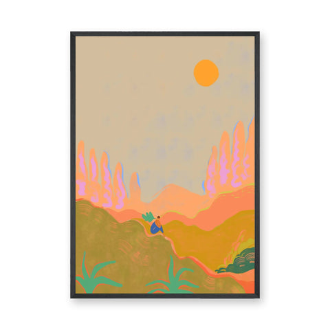 Abstract Landscape Modern Boho Wall Art – Colorful Sunset Desert Print