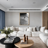 Abstract Landscape Modern Wall Art – Lone Figure in Striped Black and White
