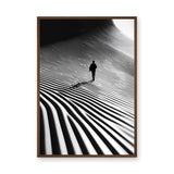 Abstract Landscape Modern Wall Art – Lone Figure in Striped Black and White