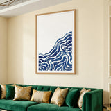 Abstract Minimalist Line Art Wall Art – Blue Contour Lines on White