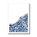 Abstract Minimalist Line Art Wall Art – Blue Contour Lines on White