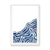 Abstract Minimalist Line Art Wall Art – Blue Contour Lines on White