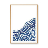 Abstract Minimalist Line Art Wall Art – Blue Contour Lines on White