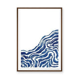 Abstract Minimalist Line Art Wall Art – Blue Contour Lines on White