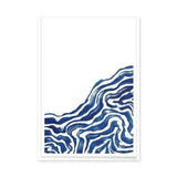 Abstract Minimalist Line Art Wall Art – Blue Contour Lines on White