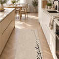 Abstract Modern Kitchen Rug – Beige in a kitchen