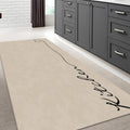 Abstract Modern Kitchen Rug – Beige in a kitchen