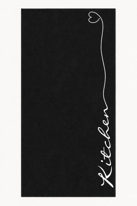 Abstract Modern Kitchen Rug – Black