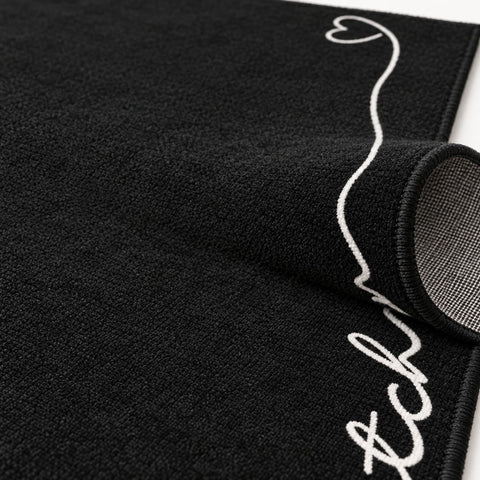 Abstract Modern Kitchen Rug – Black – texture close-up
