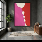 Abstract Modern Wall Art – Flowing Pink Red and Cream Shapes