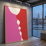 Abstract Modern Wall Art – Flowing Pink Red and Cream Shapes