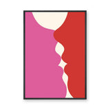 Abstract Modern Wall Art – Flowing Pink Red and Cream Shapes