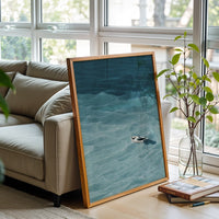 Non-Figurative Ocean Boat Wall Print – Aesthetic Nautical Poster for Minimal Home Decor