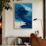 Abstract Ocean Wave Modern Coastal Wall Art – Tiny Figure on Shore