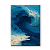 Abstract Ocean Wave Modern Coastal Wall Art – Tiny Figure on Shore