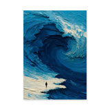 Abstract Ocean Wave Modern Coastal Wall Art – Tiny Figure on Shore