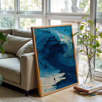 Non-Figurative Ocean Wave Home Wall Print – Minimal Coastal Ocean Wave Poster