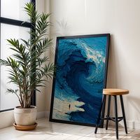 Non-Figurative Ocean Wave Home Wall Print – Minimal Coastal Ocean Wave Poster