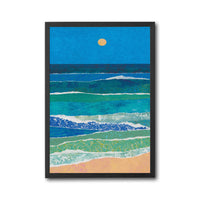 Expressive Ocean Waves and Sun Décor Poster, Contemporary Coastal Wall Poster
