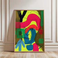 Expressive Pop Art Portrait Wall Print Wall Poster – Sleek Colorful Face Print