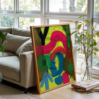 Expressive Pop Art Portrait Wall Print Wall Poster – Sleek Colorful Face Print