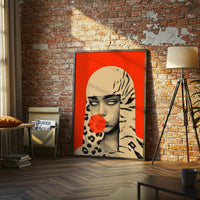 Non-Figurative Pop Art Portrait with Animal Print Canvas Wall Print Poster
