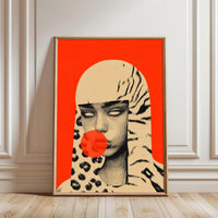 Non-Figurative Pop Art Portrait with Animal Print Canvas Wall Print Poster