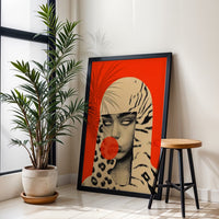 Non-Figurative Pop Art Portrait with Animal Print Canvas Wall Print Poster