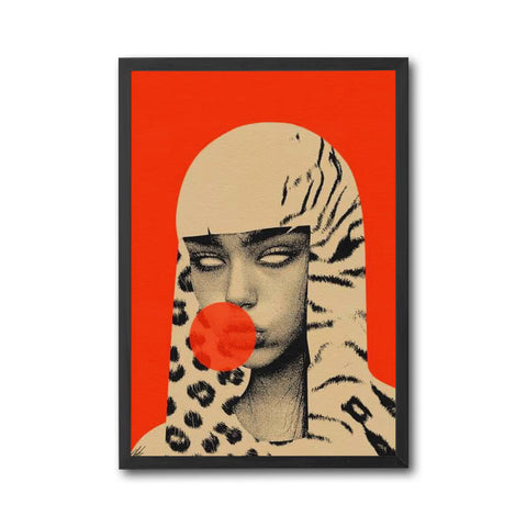 Non-Figurative Pop Art Portrait with Animal Print Canvas Wall Print Poster