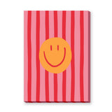 Abstract Pop Art Wall Art – Pink Striped Smiley Face Print