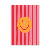 Abstract Pop Art Wall Art – Pink Striped Smiley Face Print