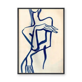 Abstract Portrait Line Art Wall Art – Dark Blue Figure on Cream