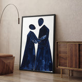 Abstract Portrait Modern Wall Art – Navy Faceless Figures