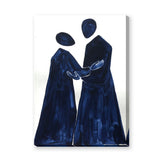 Abstract Portrait Modern Wall Art – Navy Faceless Figures