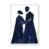 Abstract Portrait Modern Wall Art – Navy Faceless Figures