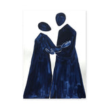 Abstract Portrait Modern Wall Art – Navy Faceless Figures