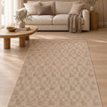 Abstract Scandinavian Jute Rug in a living room
