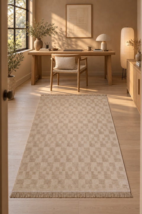 Abstract Scandinavian Jute Rug in a office
